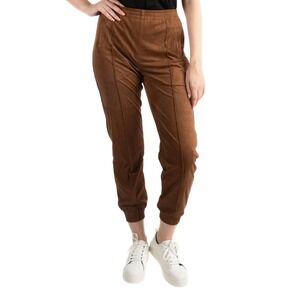 Tractr Brown Faux Suede Joggers Women's Size‎ 6/28 Elastic Waist Casual Pants